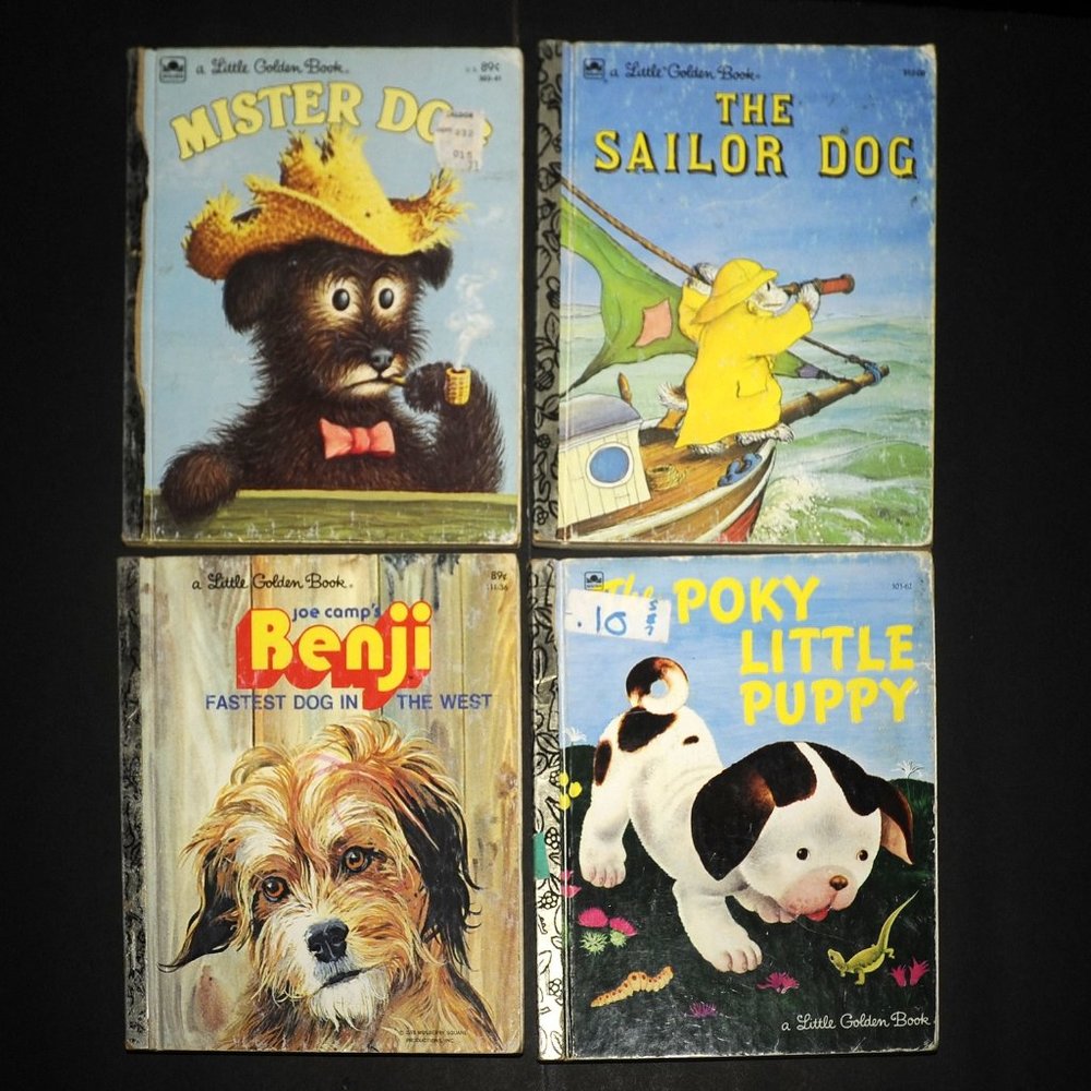 VTG Little Golden Books Lot of 4, Puppy & Dog Stories Benji Poky Puppy 60's 80's